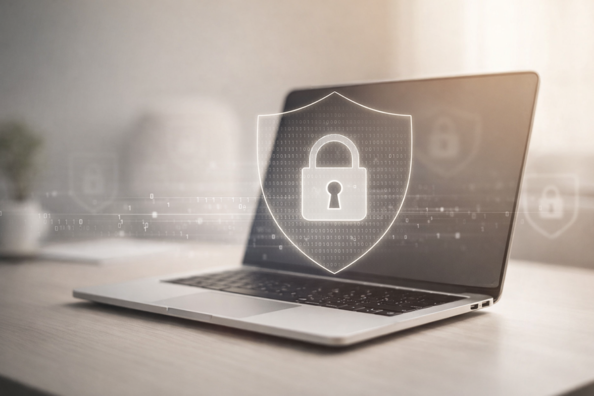 Privacy policy banner showing a secure lock and data protection concept